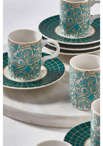 Porselen Camelia 6 Kişilik 12 Parça Kahve Fincan Takımı 100 cc