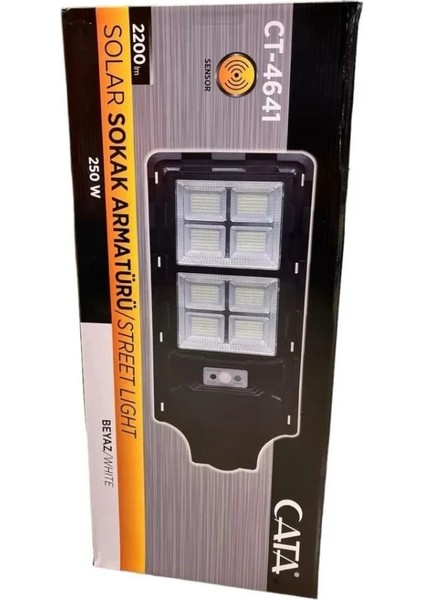 Solar Sokak Aydınlatma Cata CT-4641 Uzaktan Kumandalı,12 Saat Yanma, Sensörlü