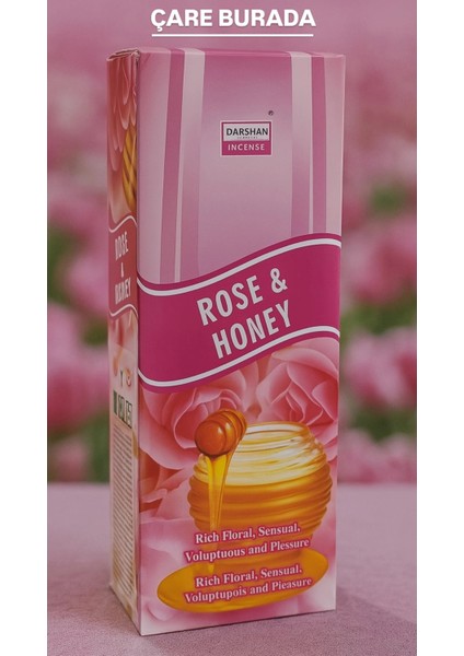 Darshan Incense - Rose & Honey 20'li Çubuk Tütsü (Gül & Bal)