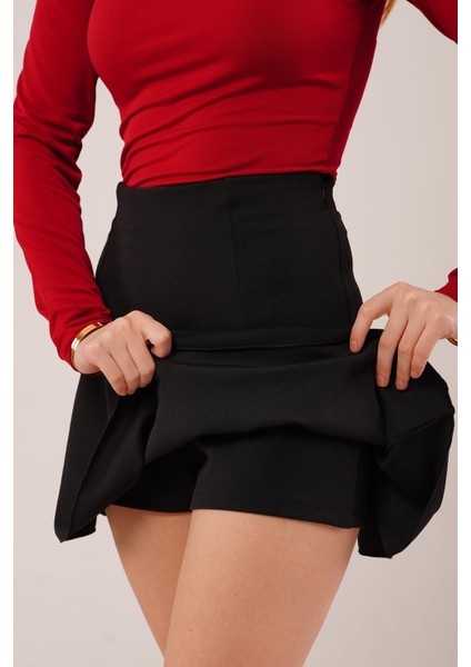 Içi Şortlu Siyah Mini Etek modelleri