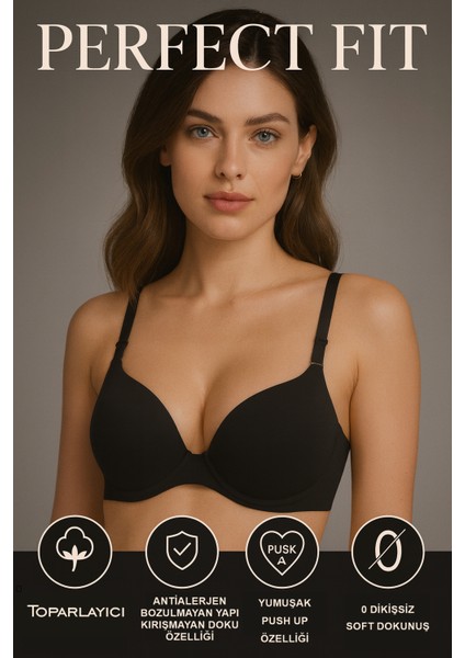 Dikişsiz Toparlayıcı Sütyen • Yumuşak Push-Up • Anti Alerjen Rahat Sütyen