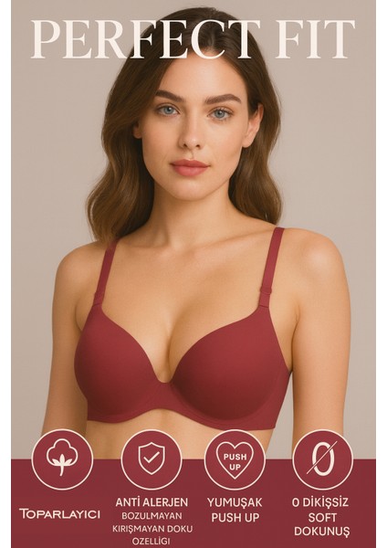 Dikişsiz Toparlayıcı Sütyen • Yumuşak Push-Up • Anti Alerjen Rahat Sütyen