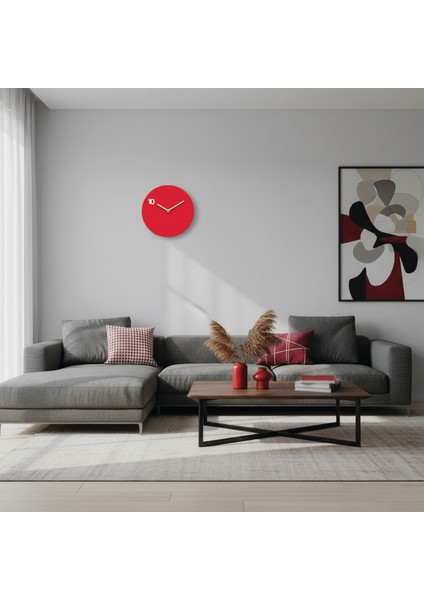 Kırmızı Iskandinav Duvar Saati | Sessiz Mekanizmalı Modern Duvar Saati | Özel Tasarım Hediye modelleri