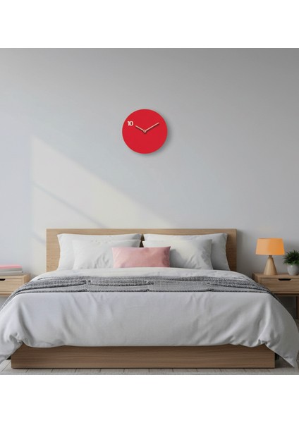 Kırmızı Iskandinav Duvar Saati | Sessiz Mekanizmalı Modern Duvar Saati | Özel Tasarım Hediye fırsatları