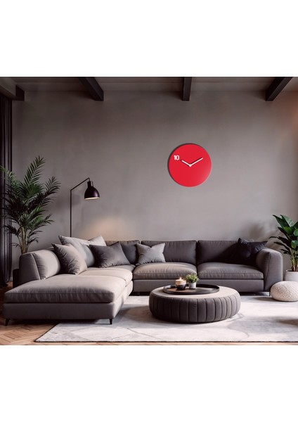 Kırmızı Iskandinav Duvar Saati | Sessiz Mekanizmalı Modern Duvar Saati | Özel Tasarım Hediye indirimleri
