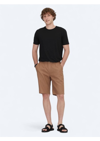 Kahverengi Dokuma Jogging Fit Casual Pamuk Karışımlı Bermuda indirimleri
