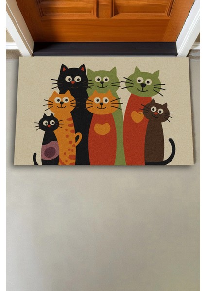 Renkli Pati Dostluğu Welcome Hoş Geldiniz Dijital Baskılı Kapı Önü Paspası 45X70CM modelleri