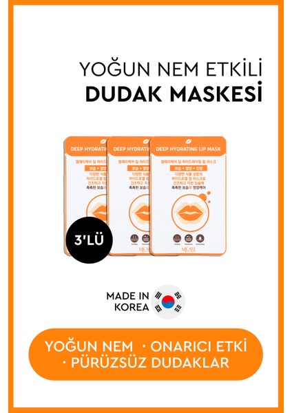 Deep Hydrating Lip Mask - Yoğun Nemlendirici Dudak Maskesi 3'lü