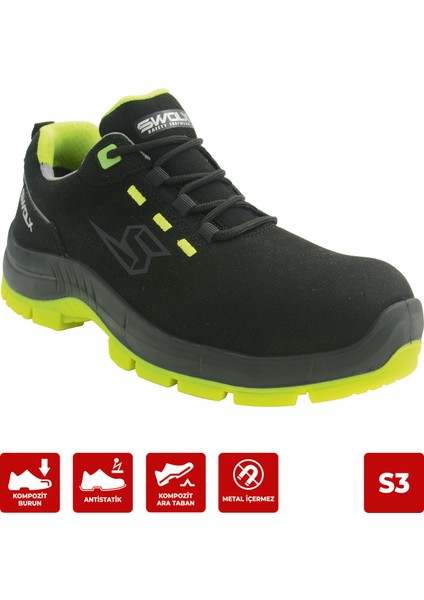 Combo-X 100 Siyah Süet Kaplama Kompozit Burunlu Suya Dayanıklı Iş Ayakkabısı S3 44 Numara