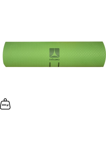 Çift Çizgi Tasarımlı Tpe Yoga Pilates Matı 8 mm Kaymaz Hafif Taşınabilir - Koyu Yeşil fırsatları