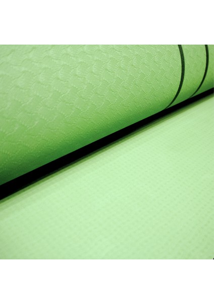 Çift Çizgi Tasarımlı Tpe Yoga Pilates Matı 8 mm Kaymaz Hafif Taşınabilir - Koyu Yeşil indirimleri