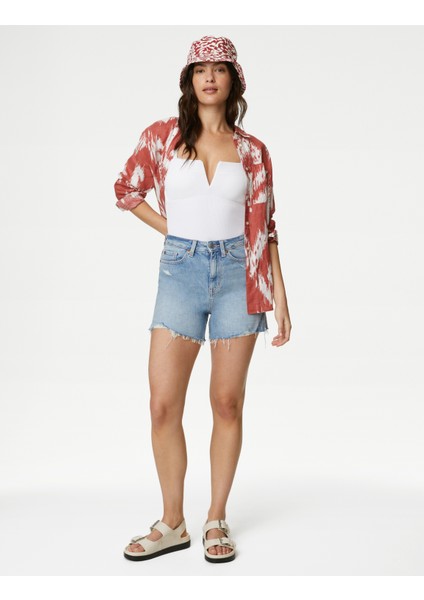 Relaxed Fit Uzun Kollu Keten Gömlek