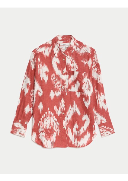 Relaxed Fit Uzun Kollu Keten Gömlek