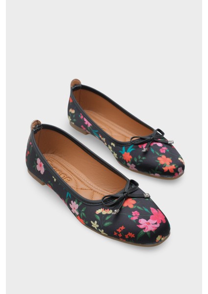 Hana Trend Saten Çiçekli Kadın Babet