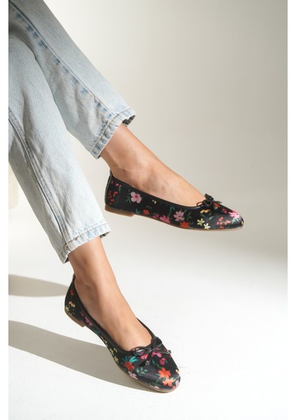 Hana Trend Saten Çiçekli Kadın Babet