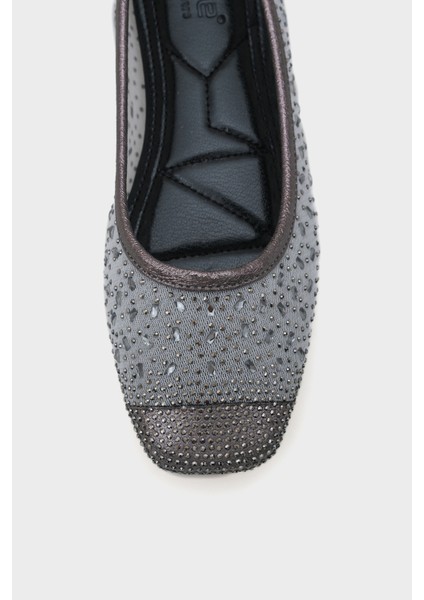 Küt Burunlu Taşlı Dantelli Kadın Babet