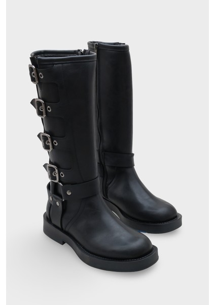 Motorcu Fermuarlı Kadın Çizme