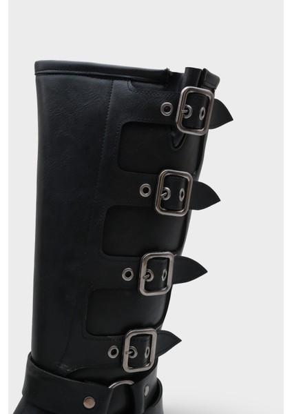 Motorcu Fermuarlı Kadın Çizme