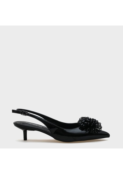 Oliy Orta Topuklu Çiçekli Sivri Burunlu Arkası Açık Kadın Ayakkabı indirimleri