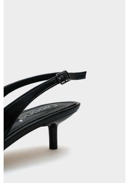 Oliy Orta Topuklu Çiçekli Sivri Burunlu Arkası Açık Kadın Ayakkabı