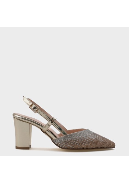 Nova Orta Topuklu Sivri Burunlu Taşlı Kadın Şık Ayakkabı indirimleri