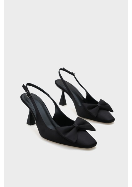 Pam Küt Sivri Burunlu Fiyonklu Arkası Açık Saten Kadın Ayakkabı modelleri