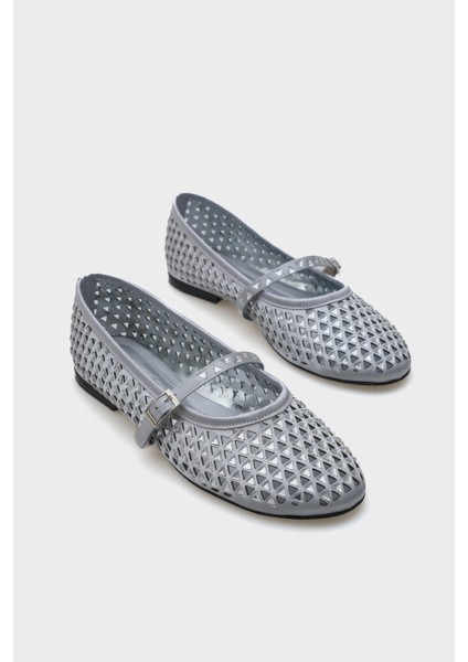 Aleda Taşlı Fileli Bantlı Yuvarlak Burunlu Kadın Babet modelleri