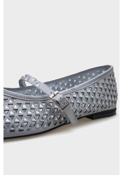 Aleda Taşlı Fileli Bantlı Yuvarlak Burunlu Kadın Babet