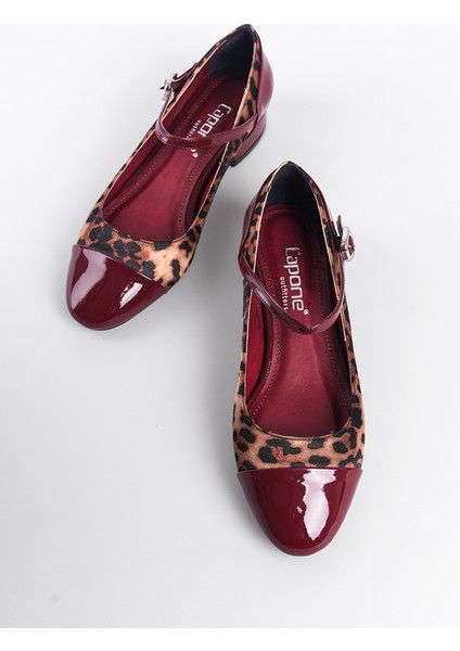 Kısa Topuklu Bantlı Leopar Kadın Ayakkabı