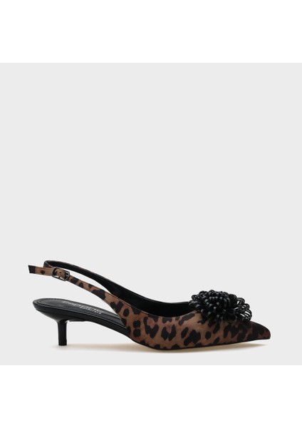 Oliy Orta Topuklu Çiçekli Sivri Burunlu Arkası Açık Kadın Ayakkabı indirimleri