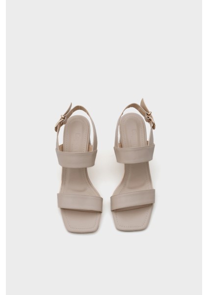 Tina Orta Topuklu Çift Bantlı Kadın Sandalet