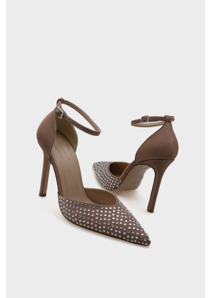Raine Topuklu Sivri Burunlu Taşlı Bilekten Bantlı Şık Kadın Ayakkabı