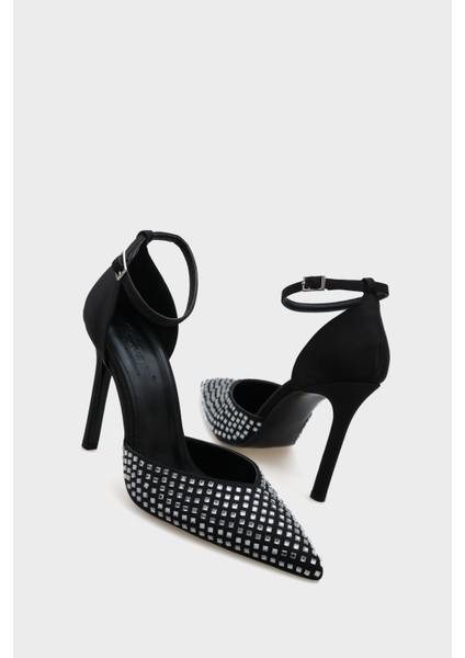 Raine Topuklu Sivri Burunlu Taşlı Bilekten Bantlı Şık Kadın Ayakkabı