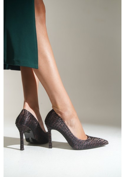 Neely Taşlı Orta Topuklu Saten Abiye Stiletto