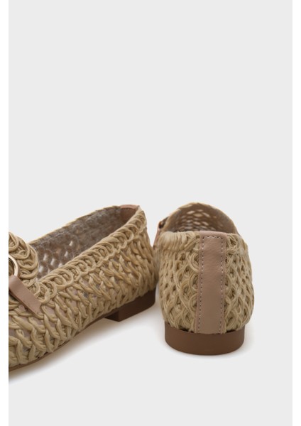 Tani Hasır Örgü Metal Tokalı Kadın Loafer