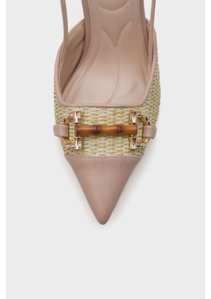 Tahta Tokalı Hasır Stiletto