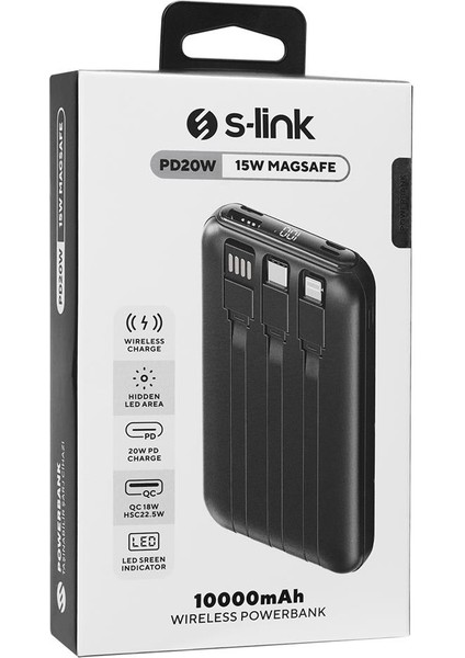 P135 10000MAH 15W Magsafe Dahili Kablo Siyah Gizli LED Taşınabilir Pil Şarj Cihazı Power fırsatları