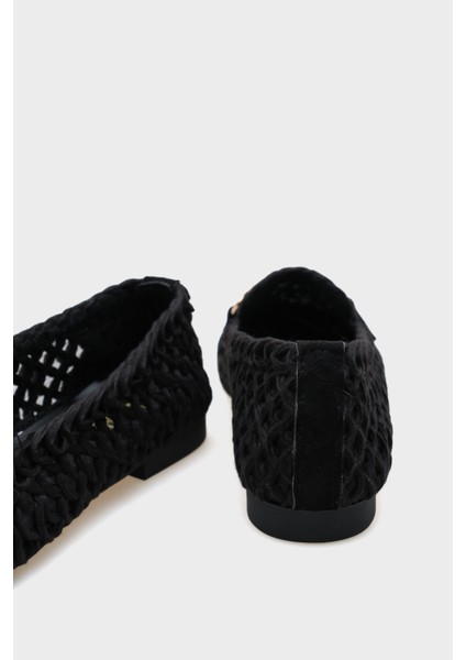 Tani Hasır Örgü Metal Tokalı Kadın Loafer