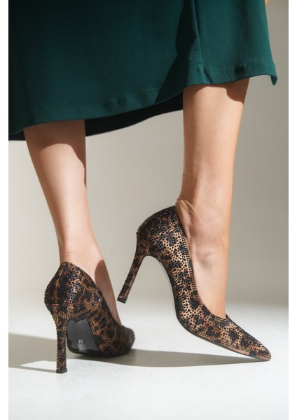 Neely Taşlı Orta Topuklu Saten Abiye Stiletto