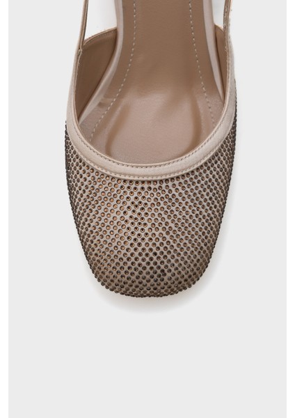 Sayre Saten Taşlı Arkadan Bantlı Orta Topuklu Kadın Ayakkabı