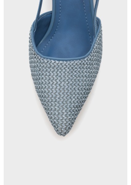 Ange Hasır Sivri Burunlu Orta Topuklu Arkası Bantlı Kadın Ayakkabı