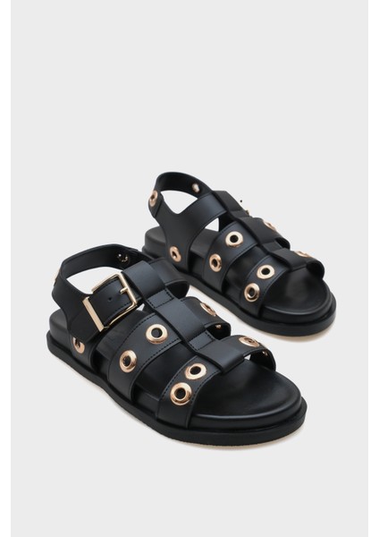 Valene Düz Topuk Metal Aksesuarlı Gladyatör Kadın Sandalet modelleri