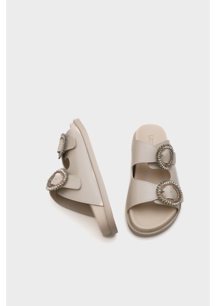 Marice Taşlı Tokalı Düz Topuklu Kadın Terlik