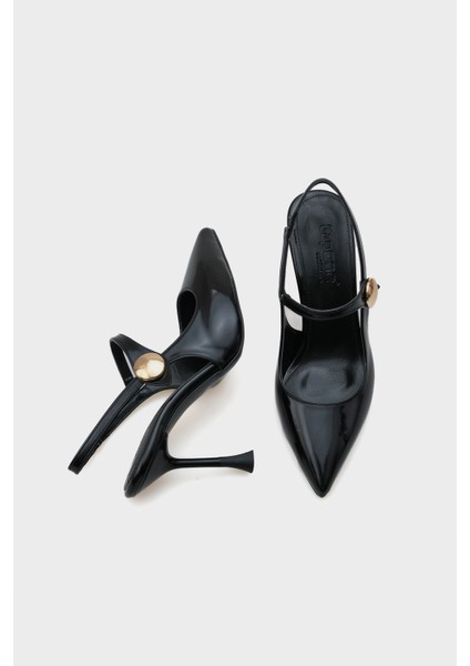 Holly Rugan Yüksek Topuklu Metal Tokalı Arkası Bantlı Stiletto
