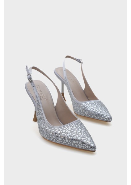 Hope Taşlı Saten Yüksek Topuklu Arkası Bantlı Stiletto modelleri