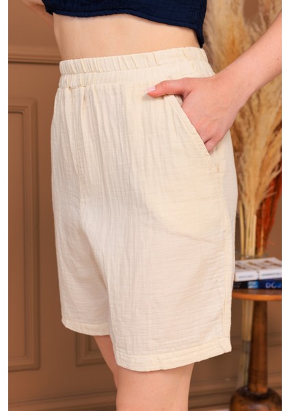%100 Pamuk Müslin Cepli Şort fırsatları