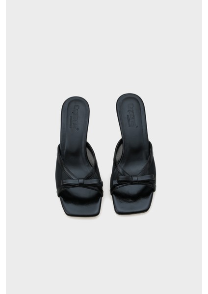 Midge Orta Topuklu Fileli Fiyonklu Kadın Terlik