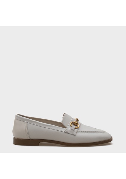 Hakiki Deri Metal Tokalı Kadın Loafer Ayakkabı