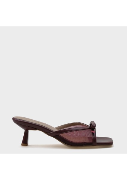 Kadın Orta Topuklu Fiyonklu Fileli Terlik Suni Deri indirimleri