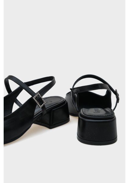 Shana Orta Topuklu Mary Jane Taşlı Tokalı Kadın Ayakkabı